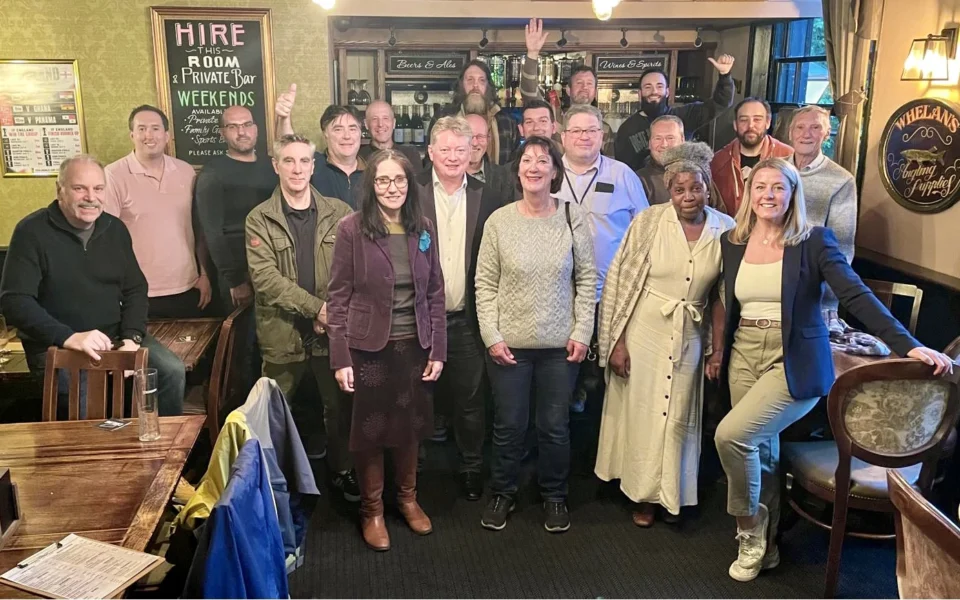 Restore Britain Croydon supporters at a public meeting