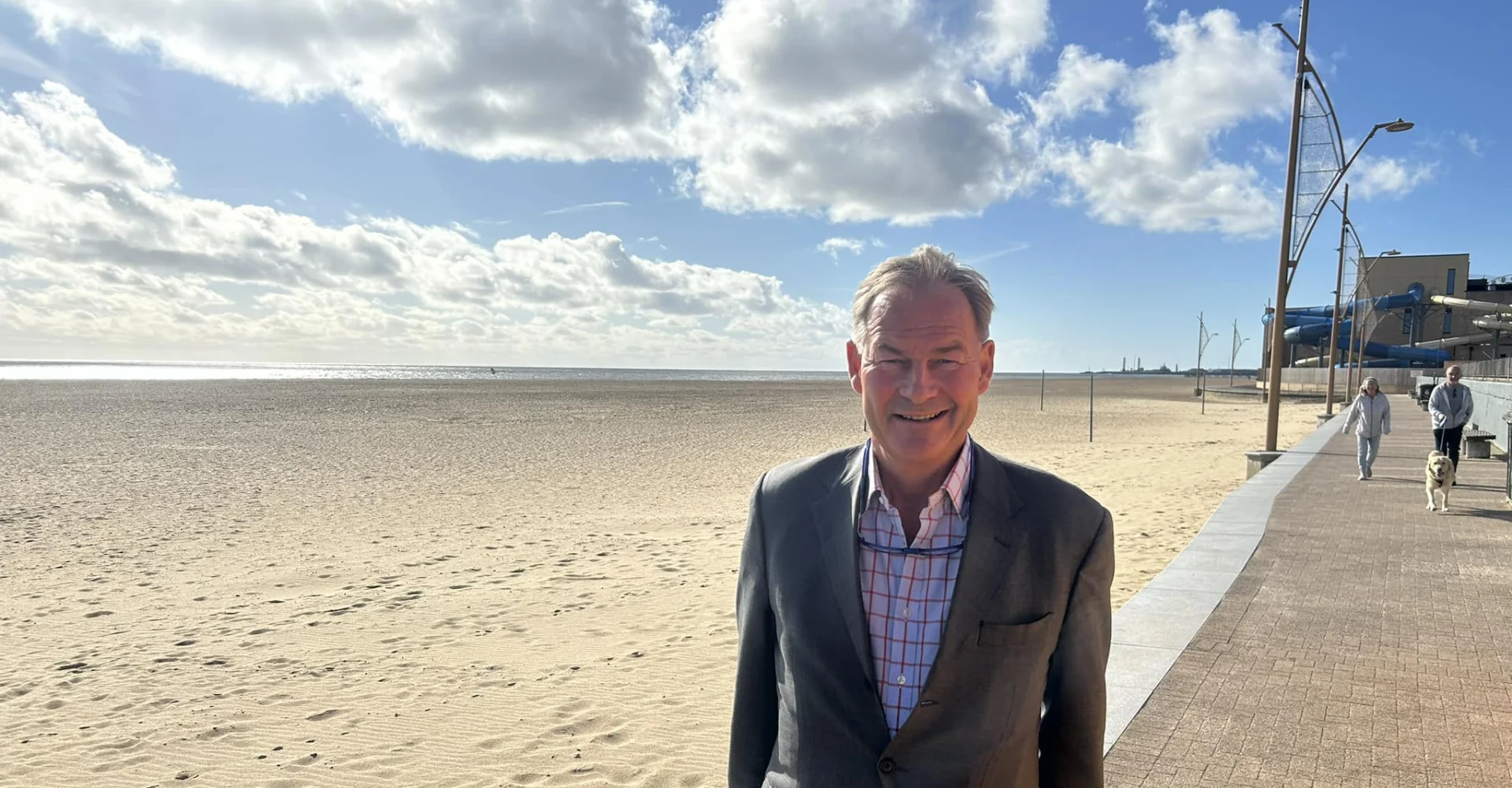 Restore Britain leader Rupert Lowe on the coast